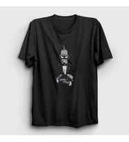Presmono Unisex Siyah Godfather Robot Bender Futurama T-Shirt 306321tt