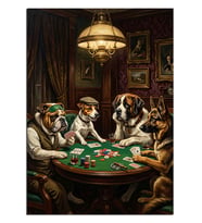 Poker Oynayan Köpekler Masası Dekoratif Kanvas - Mdf Ahşap Tablo