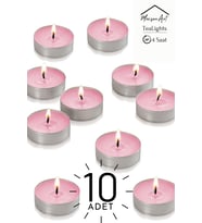 10 Adet  Gül Kokulu Tealight Mum  4 Saat Yanar  Dekoratif Mumluk Mumu (Pembe)