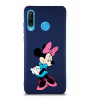 Huawei P30 Lite Soft Premier Kapak Minnie Mouse-F Tasarımlı Silikon Kılıf - Lacivert (Şeffaf)
