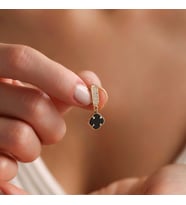 14 Ayar Black Yonca Charm Uç ( Bilezik-Kolye)