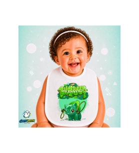 Balbasaur Keten Bebek Mama Önlüğü – Yumuşak, Emici, Yıkanabilir, Özel Tasarım P007