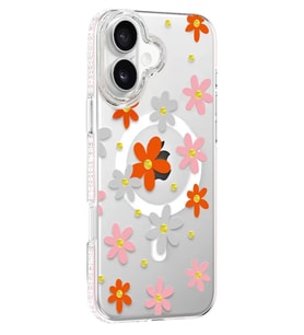 Iphone 16 Floral Magsafe Kapak - Turuncu