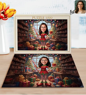 BK Gift Kişiye Özel Kadın Yılbaşı Karikatür Tasarımlı 1000 Parça Profesyonel Puzzle-1, 1000 Puzzle, Yeni Yıl Hediyesi, Yılbaşı Hediyesi
