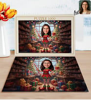 BK Gift Kişiye Özel Kadın Yılbaşı Karikatür Tasarımlı 1000 Parça Profesyonel Puzzle-1, 1000 Puzzle, Yeni Yıl Hediyesi, Yılbaşı Hediyesi