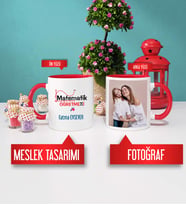 Matematik Öğretmeni Kupa Bardak Kırmızı Fotoğraflı
