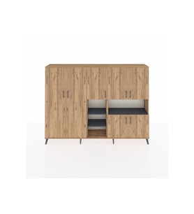 Arges Dolap 13 Raflı 7 Kapaklı 220x30x163 Çam-Çam/Antrasit