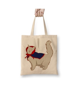 Cute Vampire Cat Kedi Halloween Funny Vampire Kitty Beyaz Bez Çanta Uzun Saplı Alışveriş Çantası