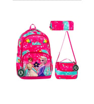 Little Elsa Anna Okul Çantası + Termal Beslenme + Kalemlik Frozen Çanta İlkokul Çantası Sırt Çanta (Çok Renkli)