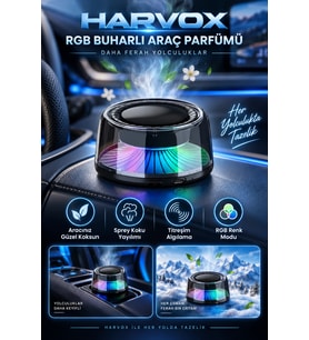 Harvox HX-CF001 RGB Işıklı Buharlı Araç Parfümü Akıllı Sensörlü Oto Kokusu Difüzörü