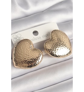 Pirinç Gold Renk İşlemeli Kalp Model Kadın Küpe 5886 - EEEEEE2729-3123