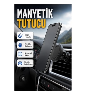 Siyah Manyetik Araç İçi Telefon Tutucu – Universal ABS Telefon Standı