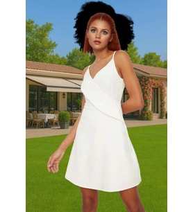 Askılı Fırfırlı A Kesim Mini Elbise Polyester Kumaş Rahat Yazlık Konforlu Kesim Profesyonel Görünüm