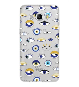 PrintiFy Samsung Galaxy J5 2016 ile Uyumlu 1mm Slim Fit Nazar Boncuğu 2 Baskılı Şeffaf  Kılıf