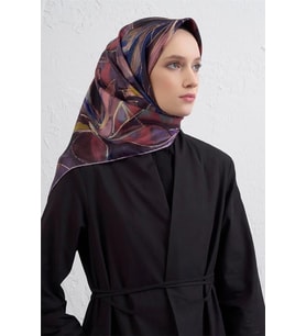 Armine Tivil Saf İpek Eşarp 9406 - 34 Mor Karışık Desen