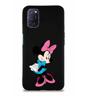 Oppo A72 Soft Premier Kapak Minnie Mouse-F Tasarımlı Silikon Kılıf - Siyah (Şeffaf)