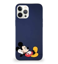 Apple iPhone 12 Pro Max Soft Premier Kapak Mickey Mouse-F Tasarımlı Silikon Kılıf - Lacivert (Şeffaf)