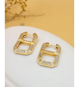 8 Figürlü Taşlı Halka Gold Serenay Küpe