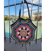 Frida Model, Mandala Desenli, Sekizgen, Çok Renkli, Kağıt İp Kadın Omuz Çantası
