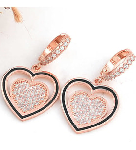 ?Gümüş Rose Sallantılı Kalp Kadın Küpe
