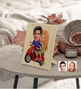 BK Gift Kişiye Özel Sevgililer Karikatürlü Dekoratif Ahşap Çerçeve Model 10