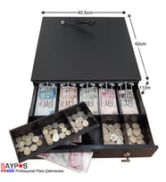 Saypos Metal Yazarkasa Para Çekmecesi 5 Banknot 5 Bozuk Para Gözlü 40,5x42x11cm