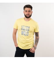 SLİMFİT BASİC BASKILI ERKEK T-SHİRT (Sarı)