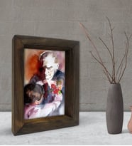 BK Gift Atatürk Tasarımlı Dekoratif Doğal Masif Ahşap Çerçeve 15x20cm-7 (Beyaz)