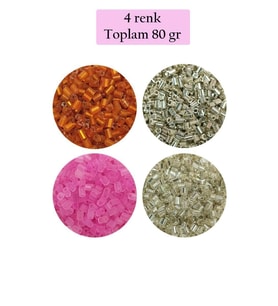 Kesme Cam Boncuk 2mm - 4 Renk - Toplam 80 Gram - BNC441