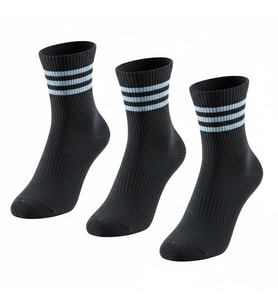 Unisex Tenis Çorabı 3’lü Set – Pamuklu, Nefes Alabilir, Günlük & Spor Kullanımına Uygun Siyah Çorap