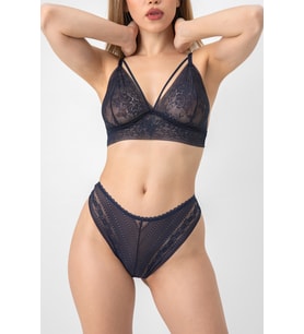 DoReMi Dolgusuz Hazel Dantel Bralet Takım (Lacivert)