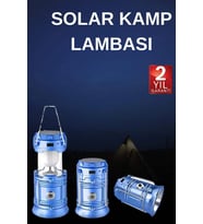 Solar Şarjlı Kamp Lambası Güneş Enerjili Kızaklı Kamp Feneri Çadır Feneri Led Işıldak