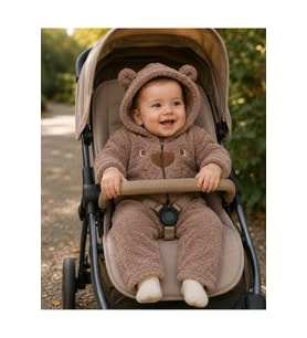 Ayıcık Detaylı Kapüşonlu Peluş Bebek Tulum