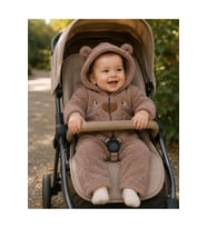 Ayıcık Detaylı Kapüşonlu Peluş Bebek Tulum