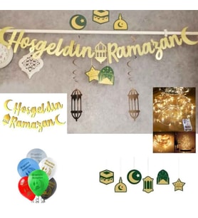  Ramazan Süsleri 6'lı tavan sarkıt süs, hoşgeldin ramazan, led ve balon-