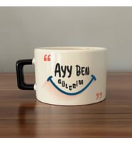 Ayy Benim Gülerim Baskılı Siyah Kulplu C Fincan