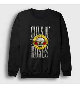 Presmono Unisex Siyah Bullet Guns N' Roses Sweatshirt 56406tt