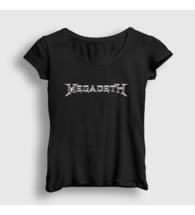 Presmono Kadın Siyah Logo Megadeth T-Shirt 65747tt