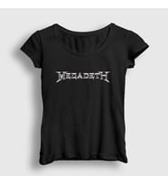 Presmono Kadın Siyah Logo Megadeth T-Shirt 65747tt