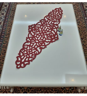 RUNNER//MASA ÖRTÜSÜ/S.DERİ/5PARÇA(4 PARÇALI KAHVE SUNUMLUĞU HEDİYE) (Kırmızı)