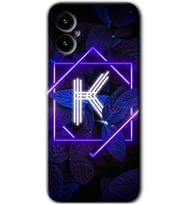 Omix X5 Kılıf HD Desen Baskılı Arka Kapak - Dark Neon Yaprak K Harfi