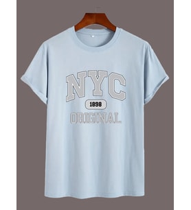 NYC Baskılı Unisex Oversize Tshirt (Bebe Mavi)