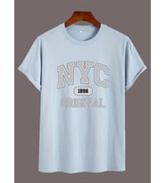 NYC Baskılı Unisex Oversize Tshirt (Bebe Mavi)