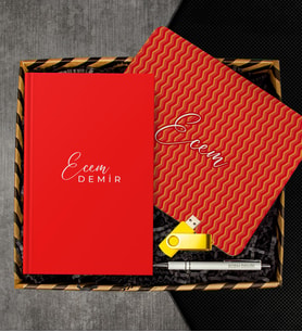 eJOYA Kişiye Özel Defter & Kalem & Mousepad & Usb Bellek Hediye Kutusu 112959