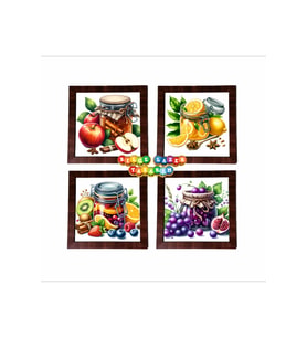 Ahşap Çerçeveli 4 Adet 20X20cm DÜZ RESİM TABLO (Çok Renkli)