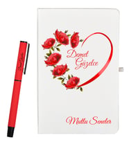 Sevgiliye Yılbaşı Hediyesi Kişiye Özel Defter ve Roller Kalem Seti
