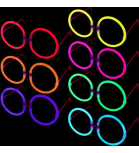 Glow Parti Gözlüğü Glow Partisi Yuvarlak Şekilli Fosforlu Gözlük 6 Adet