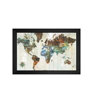 Harita Temalı Kanvas Tablo 80 x 110 cm Siyah Çerçeve