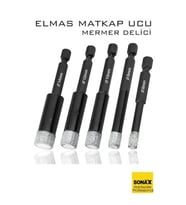 Mey İthalat® Mermer Delme Elmas Matkap Ucu - 5'li Porselen Karo Seramik Taş, Cam, Granit için Elmas