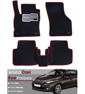 RENAULT MEGANE 3 STATİON WAGON (2008-2016) Uyumlu EVA Paspas Tam Set–Oto Paspas,Araca Özel